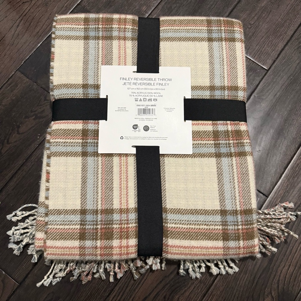Hudson's Bay Plaid Throw Blanket - Cream and Brown - Picture 2 of 7